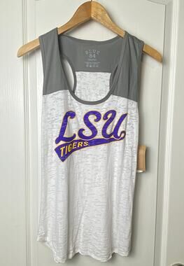 LSU Tigers Blue 84 White Burnout Racerback Tank Women's Size Medium NWT